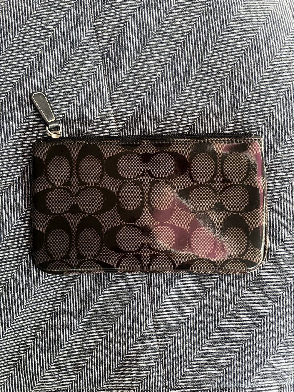 Coach Brown and Black Signature Logo  Zip Pouch
